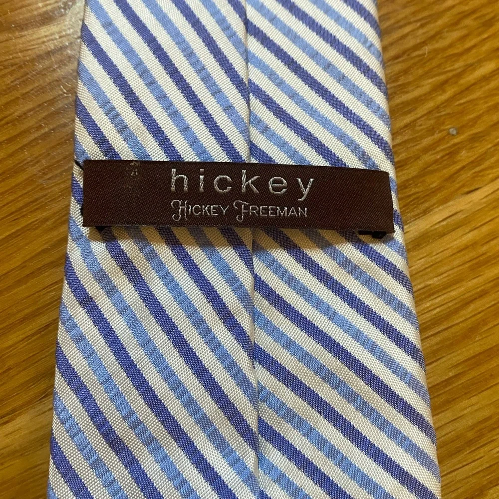 Hickey Freeman Boys Blue Striped Seersucker Tie